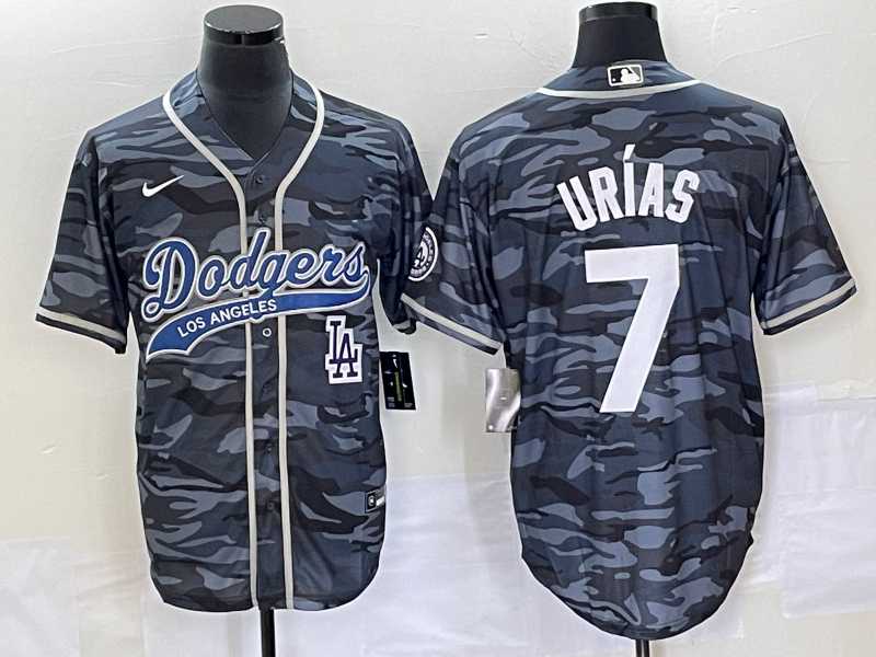 Men's Los Angeles Dodgers #7 Julio Urias Gray Camo Cool Base With Patch Stitched Baseball Jersey,We sell and wholesale Men's Los Angeles Dodgers #7 Julio Urias Gray Camo Cool Base With Patch Stitched Baseball Jersey on line form chian!